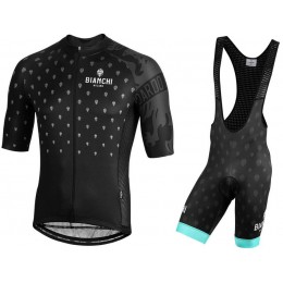 BIANCHI MILANO Savignano Black Fietskleding Set Wielershirt Korte Mouw+Korte Fietsbroeken Bib