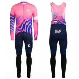 2020 EF Pro Cycling Team Pink Wielerkleding Set Wielershirt Lange Mouw+Lange Fietsbroeken Bib 327FWRG