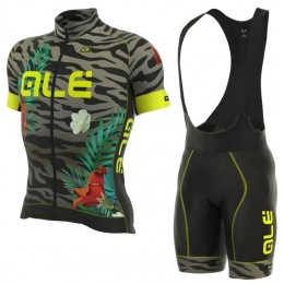 ALE PRR FLOWERS Grijs Wielerkleding Set Wielershirt Korte+Korte Fietsbroeken Bib