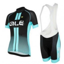 2015 ALE Wielerkleding Set Wielershirt Met Korte Mouwen+Korte Koersbroek Blauw Zwart Dame