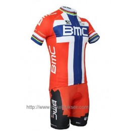 BMC Racing Teams Norwegian Champion Wielerkleding Set Set Wielershirts Korte Mouw+Fietsbroek