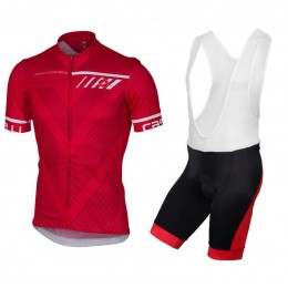 2017 Castelli Fietskleding Wielershirt Mouw Korte+Fietsbroek Korte Bib Rood