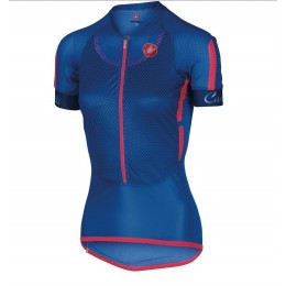 2016 Castelli Vrouwen Anima Wielershirt Korte Mouw Blauw Rood