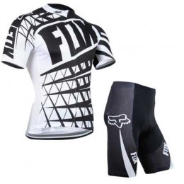 2015 Fox Fietskleding Wielershirt Korte Mouw+Fietsbroeken Zwart Wit