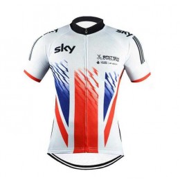 2016 SKY British Wielershirt Met Korte Mouwen Rood Wit