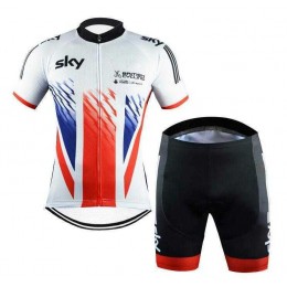 2016 SKY British Fietskleding Set Fietsshirt Korte Mouwen+Fietsbroek-Korte Zwart Rood Wit