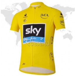 2013 Teams Sky Gele Wielershirt Met Korte Mouwen